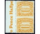 SG4a. 1907 2 1/2d Orange-yellow. 'Vertical Pair, Imperforate Bet