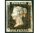 1840 1d Black. Plate 8, Lettered P-J. Very fine used...