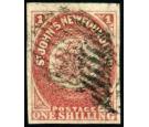 SG23. 1862 1/- Rose-lake. Very fine used...