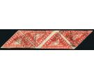SG13. 1861 1d Vermilion. The UNIQUE strip of four...
