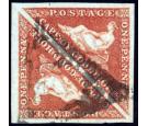 SG5. 1857 1d Brick-red/cream toned paper. Superb fine used pair.