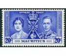 SG251b. 1937 20c Bright blue. 'Line by sceptre'. Superb fresh mi