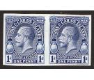 1928. 1d Imperforate Plate Proof in Blue. Brilliant fresh pair..