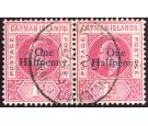 SG17. 1907 1/2d on 1d Carmine. Exceptional used pair...