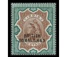 SG23b. 1911 3r Brown and green. 'Curved overprint'. Brilliant U/