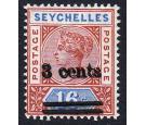 SG38b. 1901 3c on 16c Chestnut and ultramarine. 'Surcharge Doubl