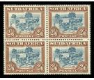 SG49b. 1944 2/6 Blue and brown. Brilliant fresh U/M mint block..