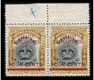 SG146a. 1906 4c on 18c Black and pale brown. No stop after "CENT