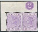 SG34. 1890 1/- Pale violet. Superb fresh top corner pair...