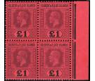 SG24. 1924 £1 Purple and black/red. Fantastic sheet marginal bl