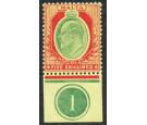 SG63. 1911 5/- Green and red/yellow. Beautiful U/M plate number 