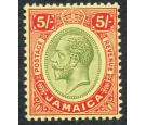 SG67. 1919 5/- Green and red/yellow. Brilliant freh U/M mint...