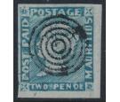 SG14a. 1854 2d Blue/greyish. "PENOE" for "PENCE". Superb used...