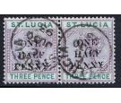 SG56e. 1891 1/2d on 3d Dull mauve and green. Small "A" in "HALF"