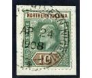 SG18. 1902. 10/- Green and brown. Brilliant fine used on piece..