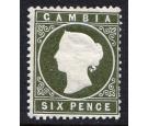 SG33a. 1889 6d Bronze-green. 'Sloping Label'. Choice fresh mint.