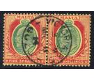 SG63. 1911 5/- Green and red/yellow. Superb fine used pair...