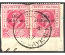 SG17. 1907 1/2d on 1d Carmine. Superb used pair...