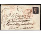 1840. 1d Black. Plate 4. Lettered F-B. "Settle" M.X. on cover...