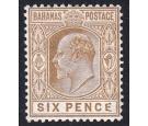 SG74a. 1906 6d Bistre-brown. Malformed 'E'. Superb fresh mint...