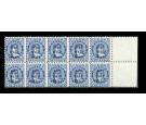 SG21.1899 1/2d on 1d Blue. Superb U/M mint block of 10...