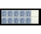 SG21.1899 1/2d on 1d Blue. Superb U/M mint block of 10...