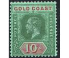 SG83b. 1921 10/- Green and red/emerald back. Superb fresh mint..
