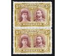 SG141a. 1910 5d Purple-brown and olive-yellow. Superb mint pair.