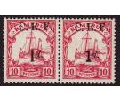 SG B3e,ea. 1915 1d on 10pf Carmine. Black overprint and "1" with