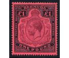 SG55c. 1918 £1 Purple and black/red. 'Nick in top right scroll'