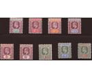 SG10-18. 1902 Set of 9. Superb mint...