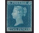 1841. 2d Blue. Plate 3. Lettered D-E. Choice fresh mint...