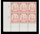 SG J88. 1943 1c Red-orange. Brilliant U/M mint block of 6...