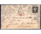 1840 1d Mulready Envelope (A189). Bearing 1d Black...