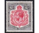 SG95d. 1913 4/- Carmine and black. 'Nick in top right scroll'. S