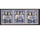 SG104. 1914 2 1/2d on 20pf ultramarine. Superb mint strip of 3..