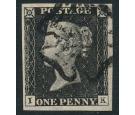 1840. 1d Black. Plate 2. Lettered I-K. 'Black M.X.' Superb fine.