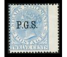 SG O6. 1889 12c Blue. Choice superb fresh mint..