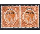 SG71b. 1916 1 1/2d Orange. "S" in "STAMP" Omitted. In mint pair 