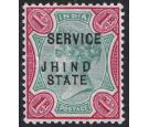 JIND. SG O21b. 1896 1r Green and carmine. "JHIND STATE" teble, t