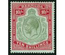 SG54. 1918 10/- Green and carmine/pale bluish green. Superb fres