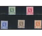 SG3-7. 1902 Set of 5. Superb mint...