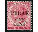 SG41. 1890 1c on 2c Bright Rose. A very fine fresh mint...