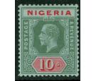 SG11b. 1917 10/- Blue-green and red/ 'Pale Olive Back'. A stunni