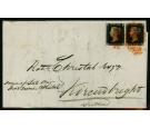 1840. 1d Intense Black. Plate 1b. Lettered S-G/S-H. Entire...