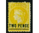 SG10a. 1873 2d Yellow. 'Surcharge in blue-black. Superb fresh un