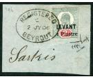 SG15. 1906 1pi on 2d Grey-green and carmine. Beautiful used on p