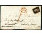 1840. 1d Intense Black. Plate 5. Lettered I-F. Superb cover...