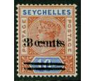 SG38b. 1901. 3c on 16c Chestnut and ultramarine. 'Surcharge Doub