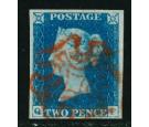 1840. 2d Pale Blue. Plate 1. Lettered Q-F. Superb fine used...